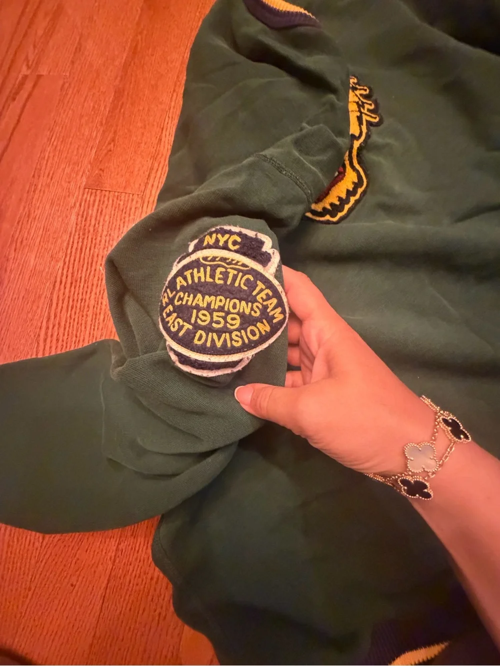 Polo by Ralph Lauren Green Crewneck Sweater with Yellow Tiger Patch